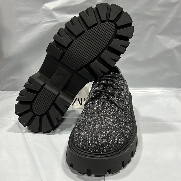 NWT - ZARA MEN’S CHUNKY FABRIC DERBY SHOES, BLUE - SIZE 8 - Picture 12 of 14